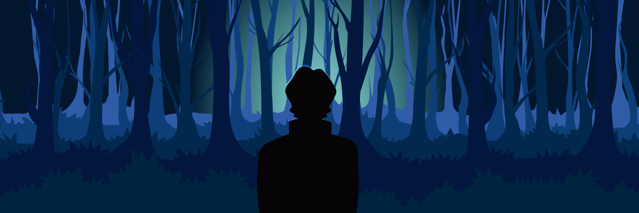 A person lost in the forest, representing the experience of someone who is on the diagnostic odyssey